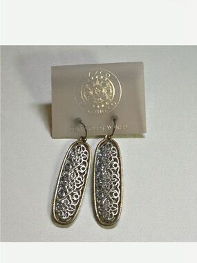Taxco Silver Filigree Oval Drop Earrings